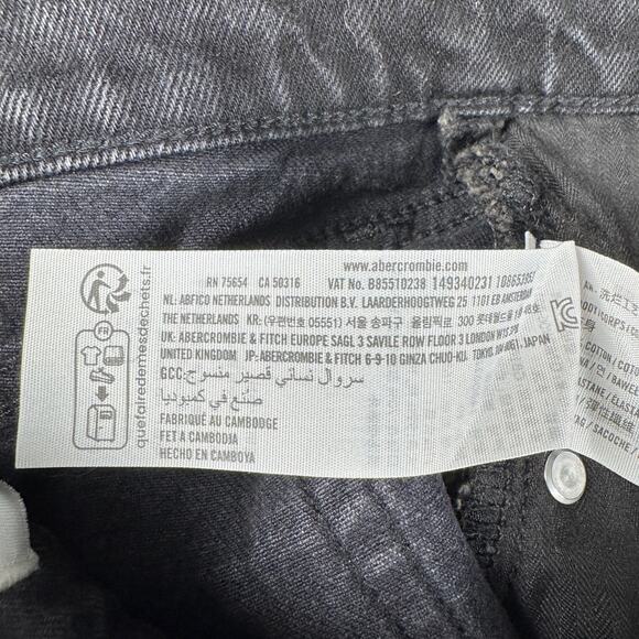 Abercrombie & Fitch Mom Short Women’s 30/10 Black High Rise Distressed Cutoff - Picture 6 of 10